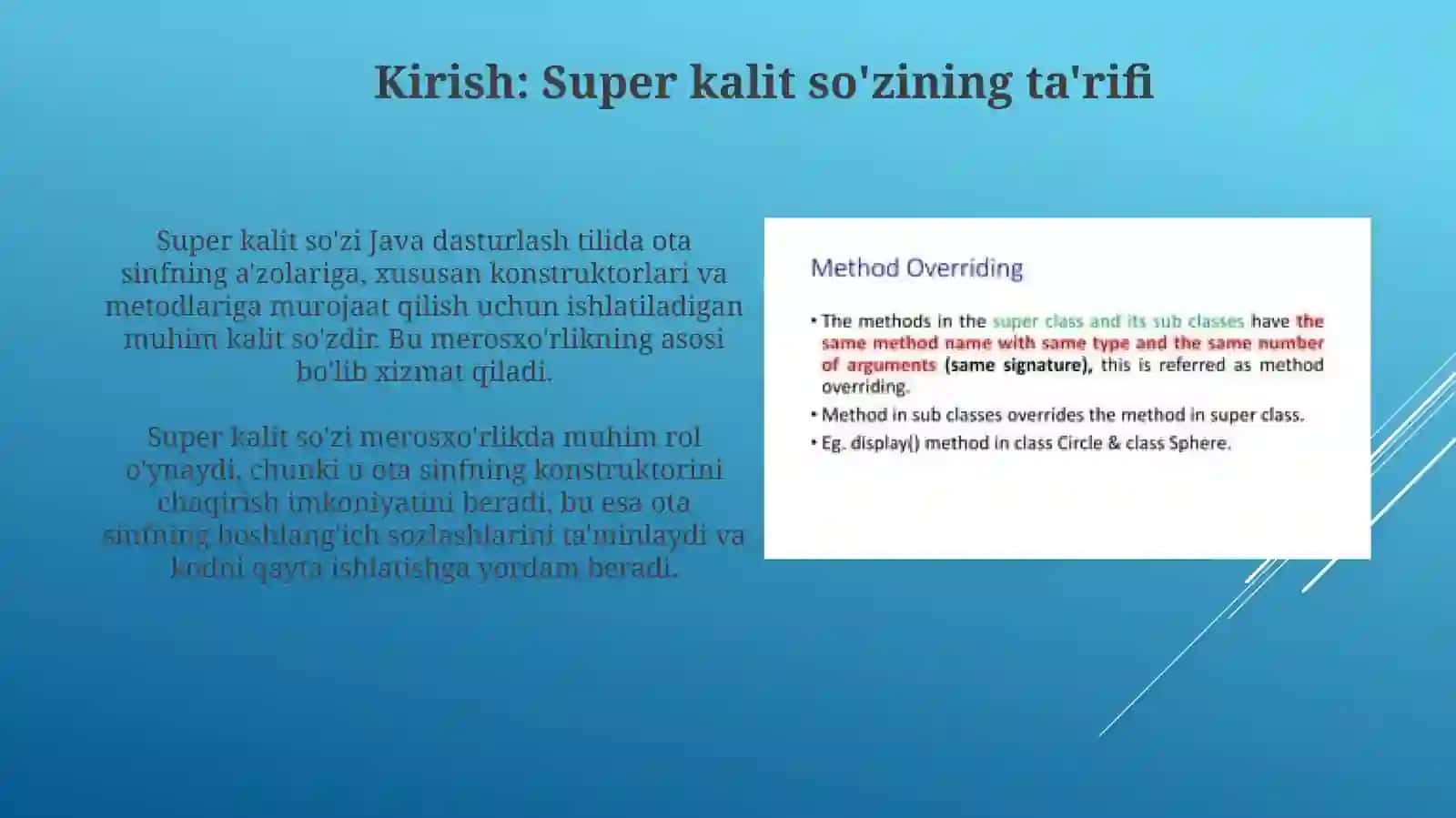 Super kalit so'zi: Ta'rif va Sintaksis 3