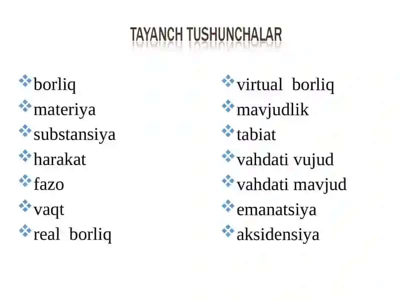 Borliq (Ontologiya) varivojlanish falsafasi 3