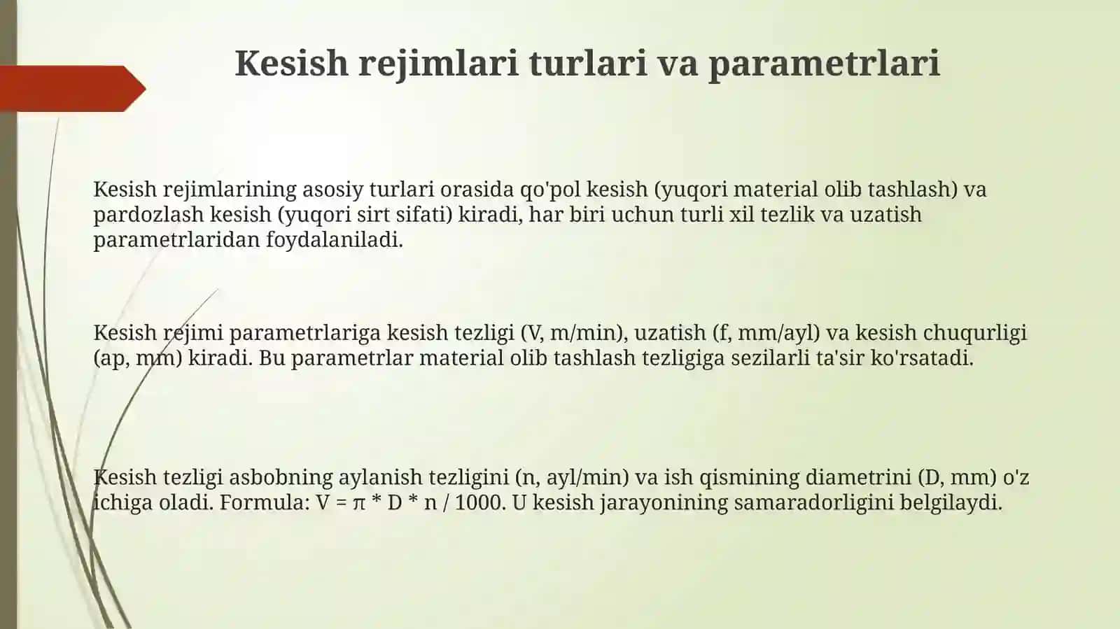 Kesish rejimlari ularni aniqlash 3