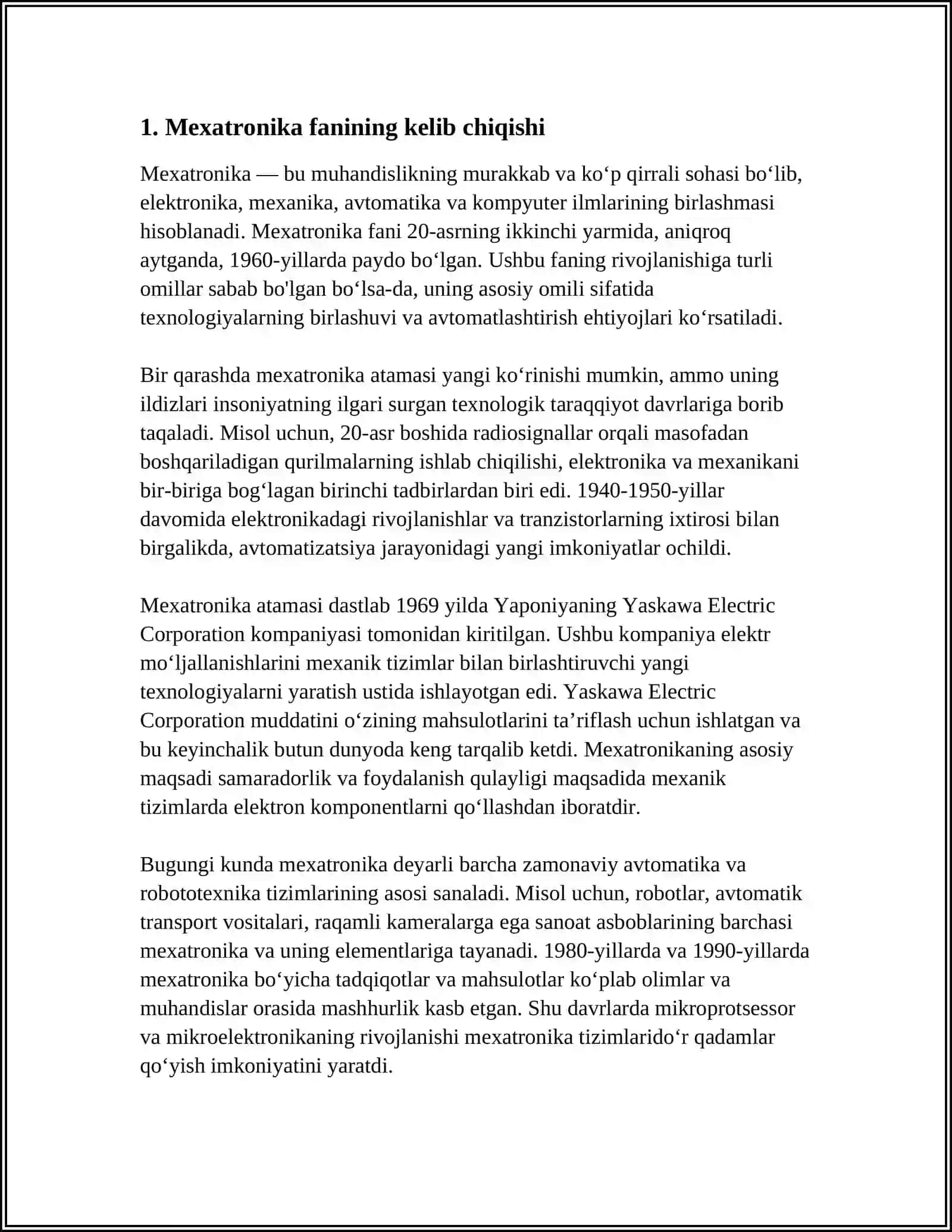 Mexatronikaning Tarixi 3