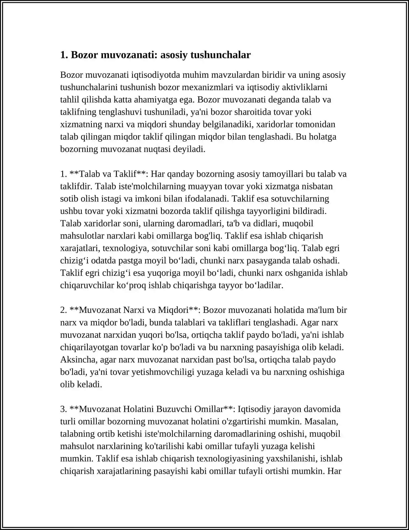 BOZOR MUVOZANATI, MAKSIMAL VA MINIMAL NARXLAR 3