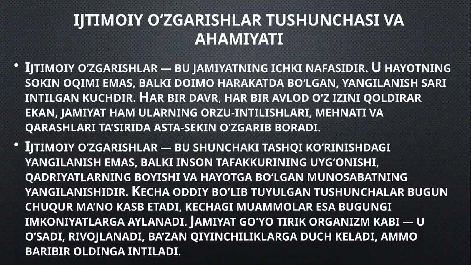 O'zbekiston Respublikasi Daijtimoiy O’zgarishlar 3