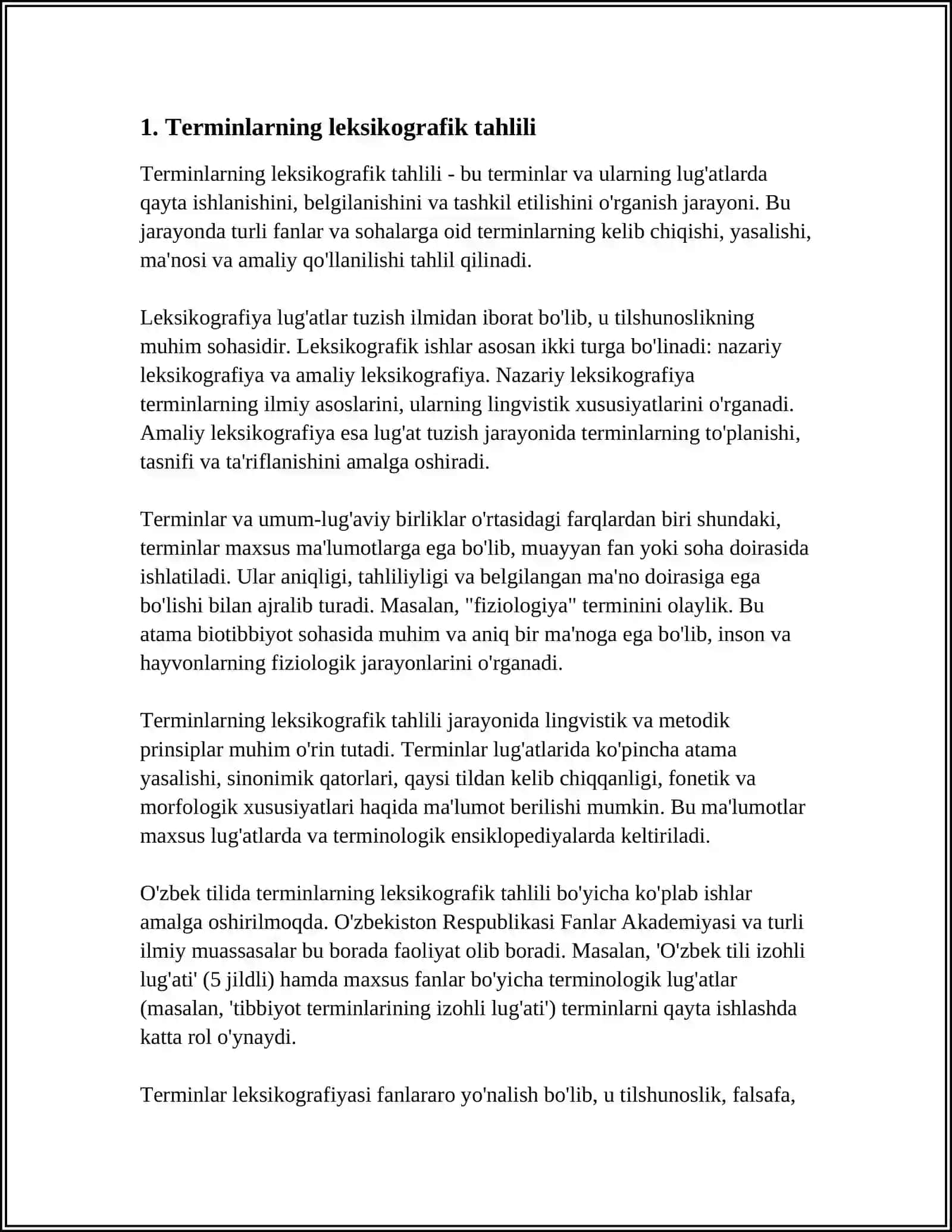TERMINALOGIK LEKSIKOGRAFIYA. TERMINLAR YASALISHI 3