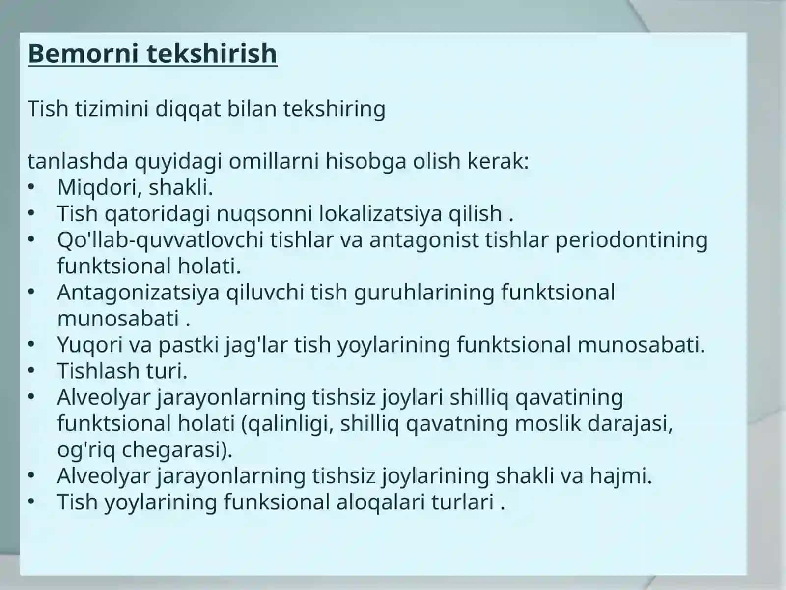 Yoyli pratezlarning klinik va laboratoriya bosqichlari. 3