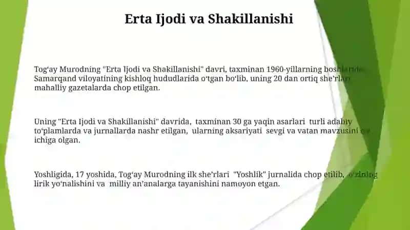 Tog'ay Murodning hayoti va ijodi 3