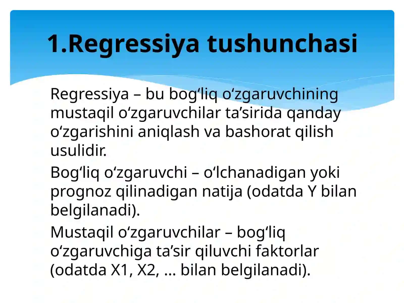 Regressiyaning xususiy tenglamasi 3