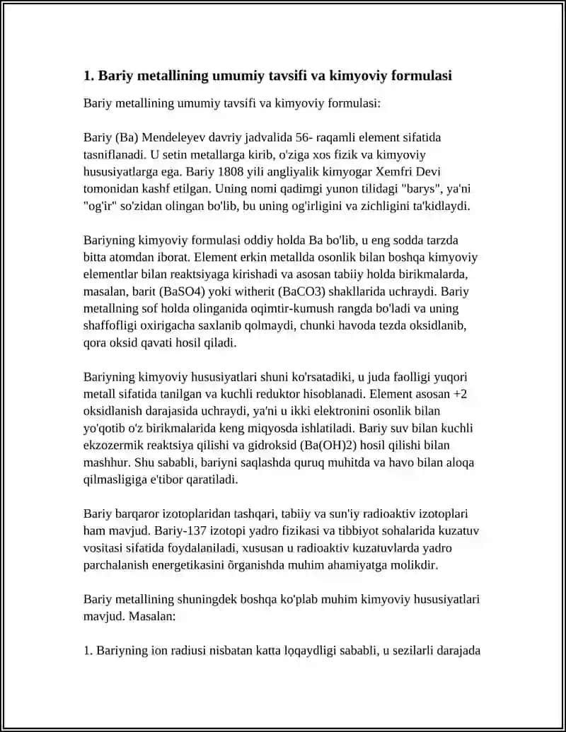 BARIY METALLINING AHAMIYATI, OLINISHI VA XOSSALARI 3