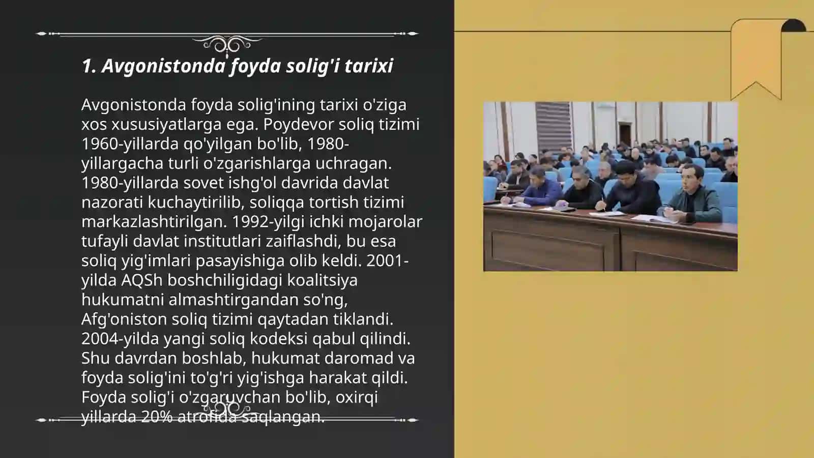 Avgonistonda foyda soligi tarixi 3