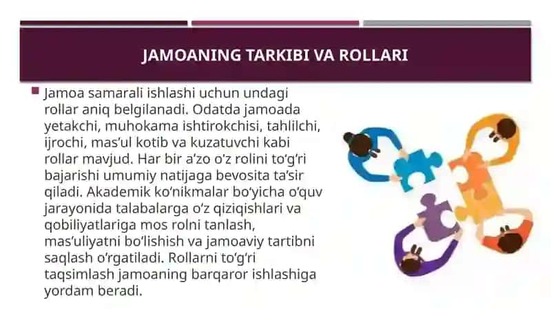 Jamoa bilan ishlash 3