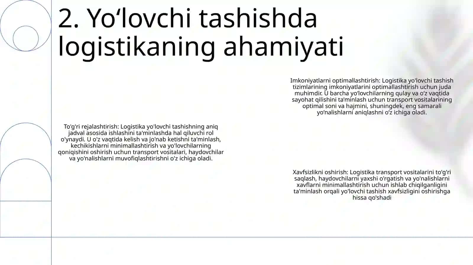 YoʻLovchi Tashishda Logistika 3