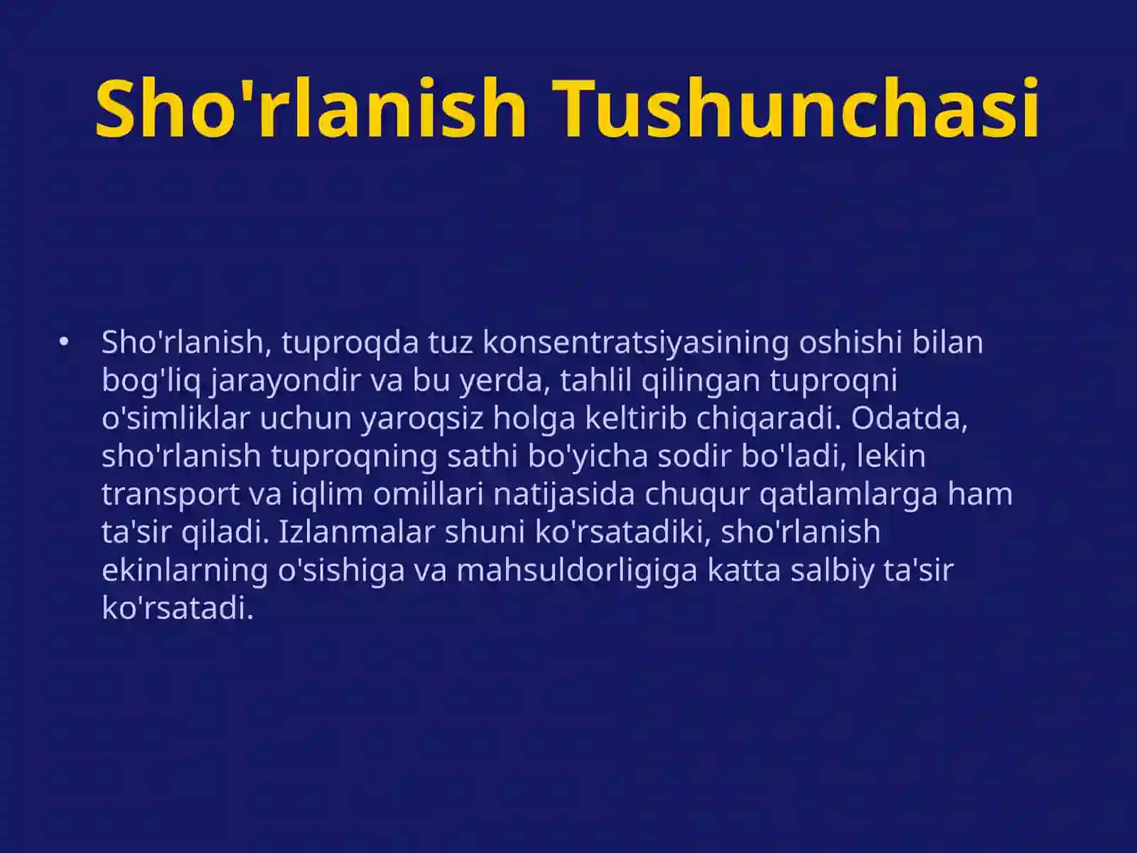 Sho'rlanish Tushunchasi 3