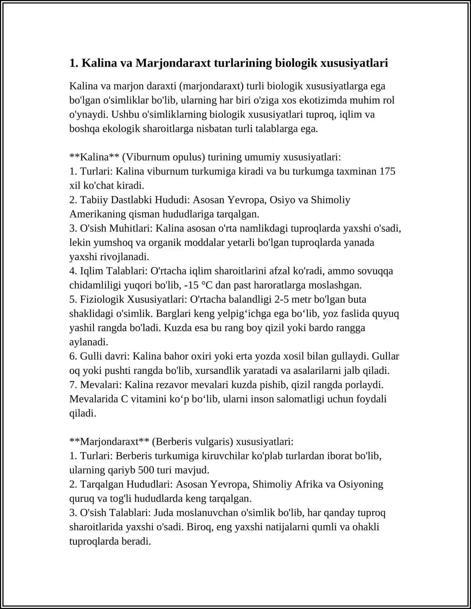 KALINA VA MARJONDARAXT TURKUMLARIDAGI TURLARNI BIOLOGIYASI,EKOLOGIYASI VA AHAMIYATI 3