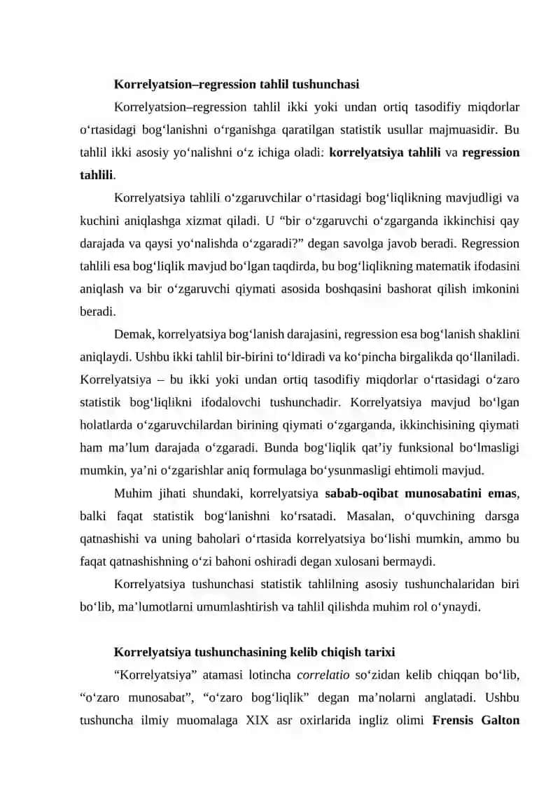 Korrelyatsion–regression tahlil elementlari 3