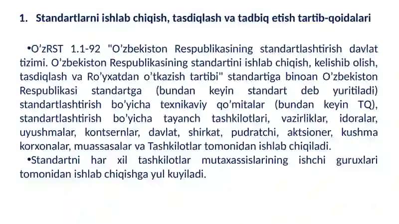 Standartlarni yaratish va tadbiq etish 3