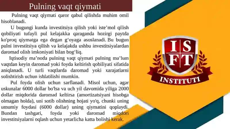 Pulning vaqt qiymati 3