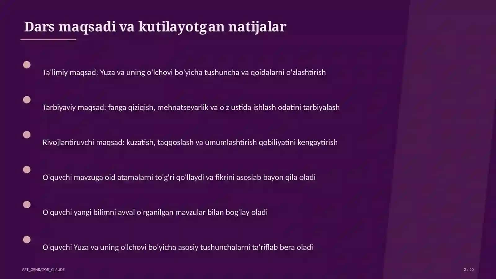 Yuza va uning o'lchovi (3-sinf) 3