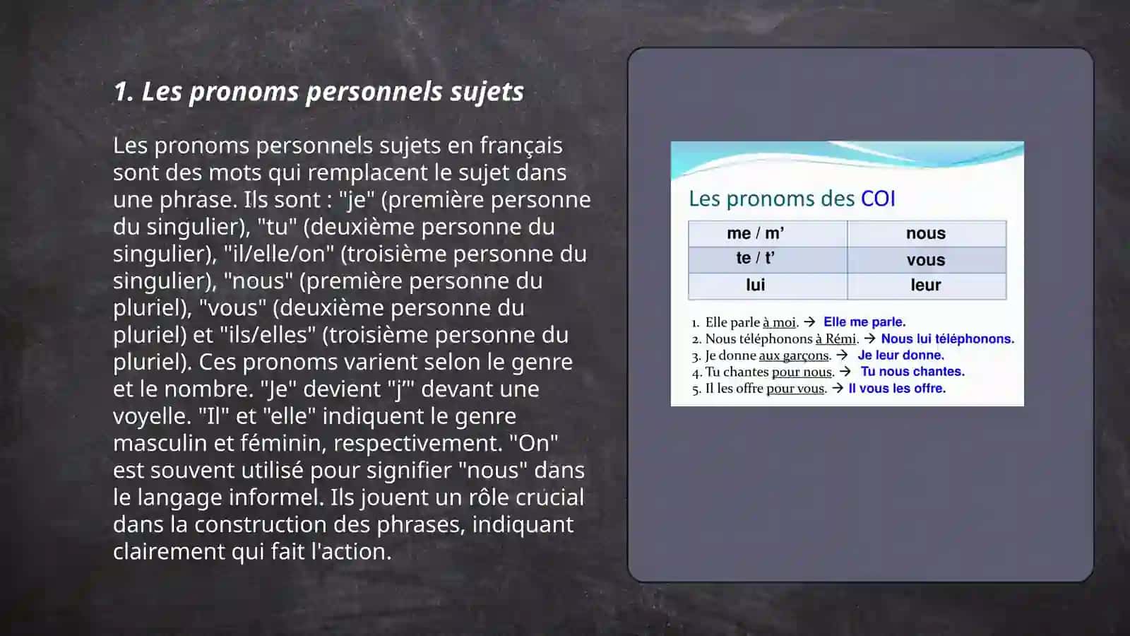 Les pronoms personnels.Les pronoms personnels complements 3