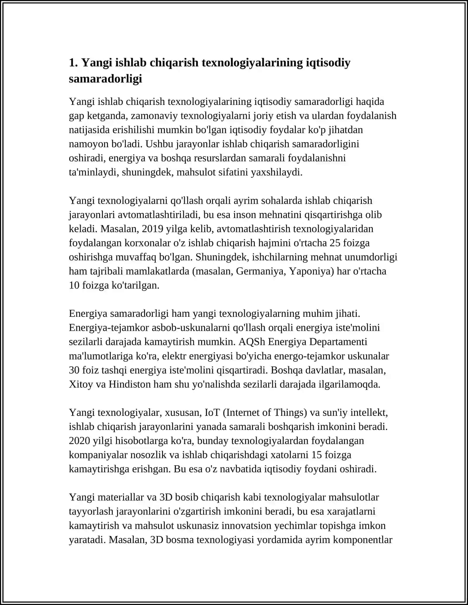 ISHLAB CHIQARISH JARAYONIGA YANGI SAMARALI TEXNOLOGIYALARNI TATBIQ ETISH 3