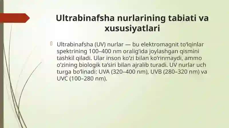 Ultrabinafsha nurlarning tibbiyotda qo‘llanishi 3