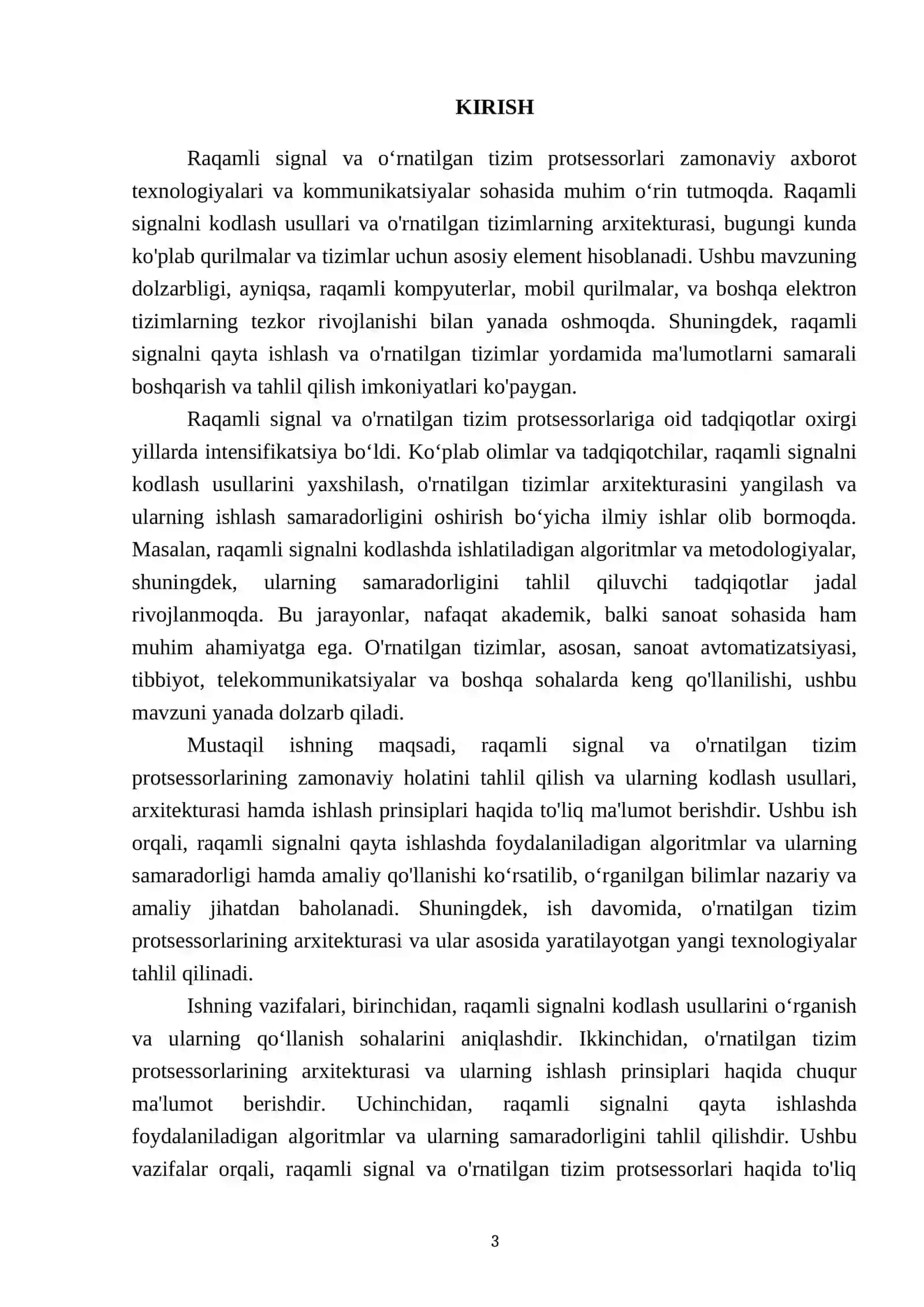 Raqamli signal va oʻrnatilgan tizim protsessorlari 3