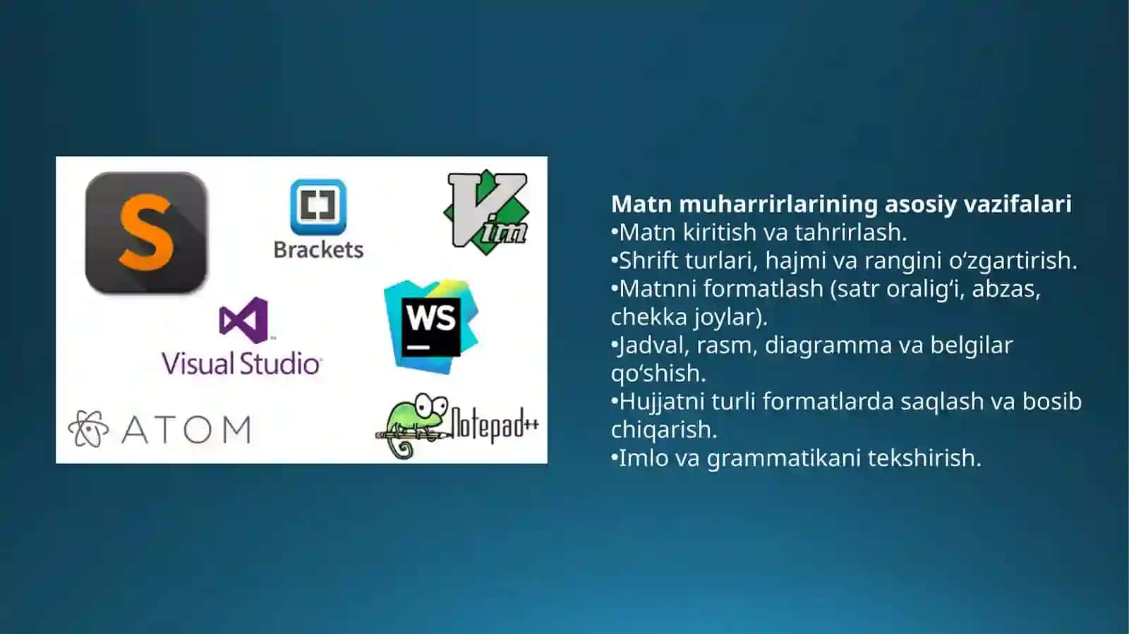 Matn muharrirlarining vazifalari va imkoniyatlari 3