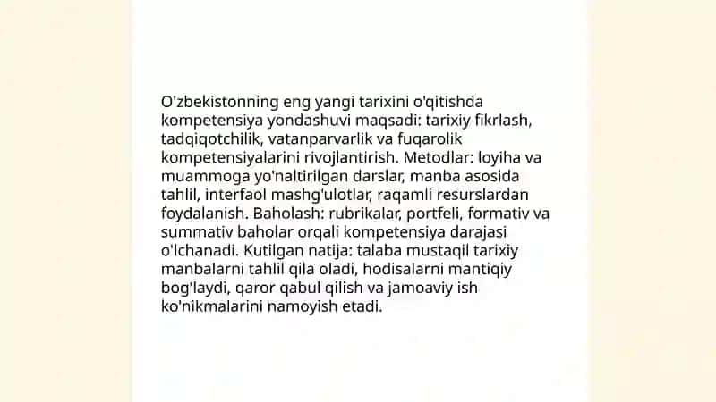 O'zbekistonning eng yangi tarixini o'qitish metodlar 3