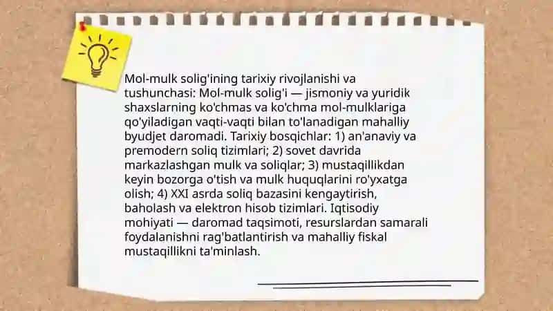 Mol-mulk solig'ining tarixiy rivojlanishi va tushunchasi 3