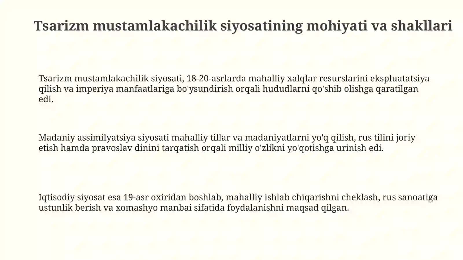 Chorizmning o'lka-mizdagi mustamlakachilik siyosati 3