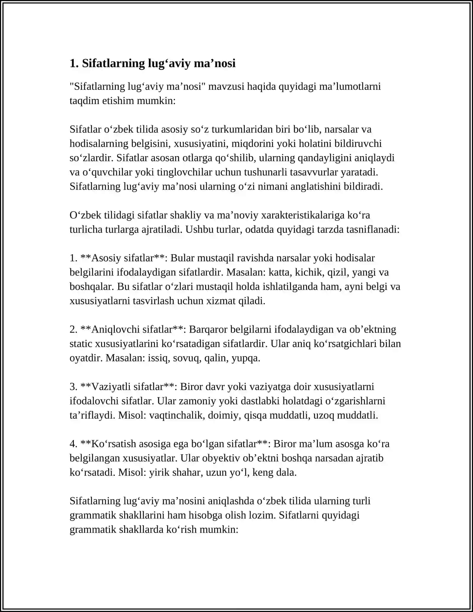 SIFATLARNING GRAMMATIK KATEGORIYALARI 3
