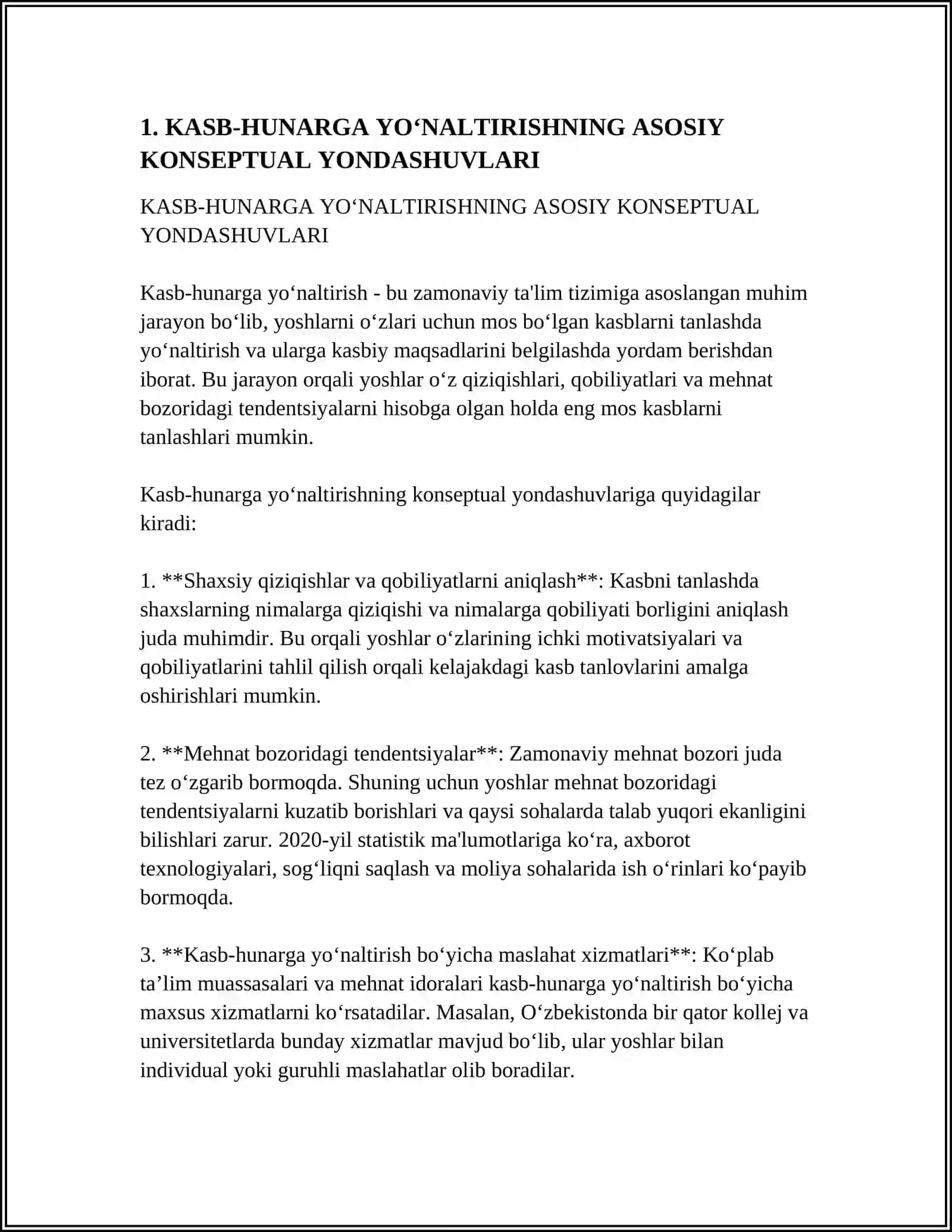 KASB-HUNARGA YO‘NALTIRISHNING ASOSIY KONSEPTUAL YONDASHUVLARI 3