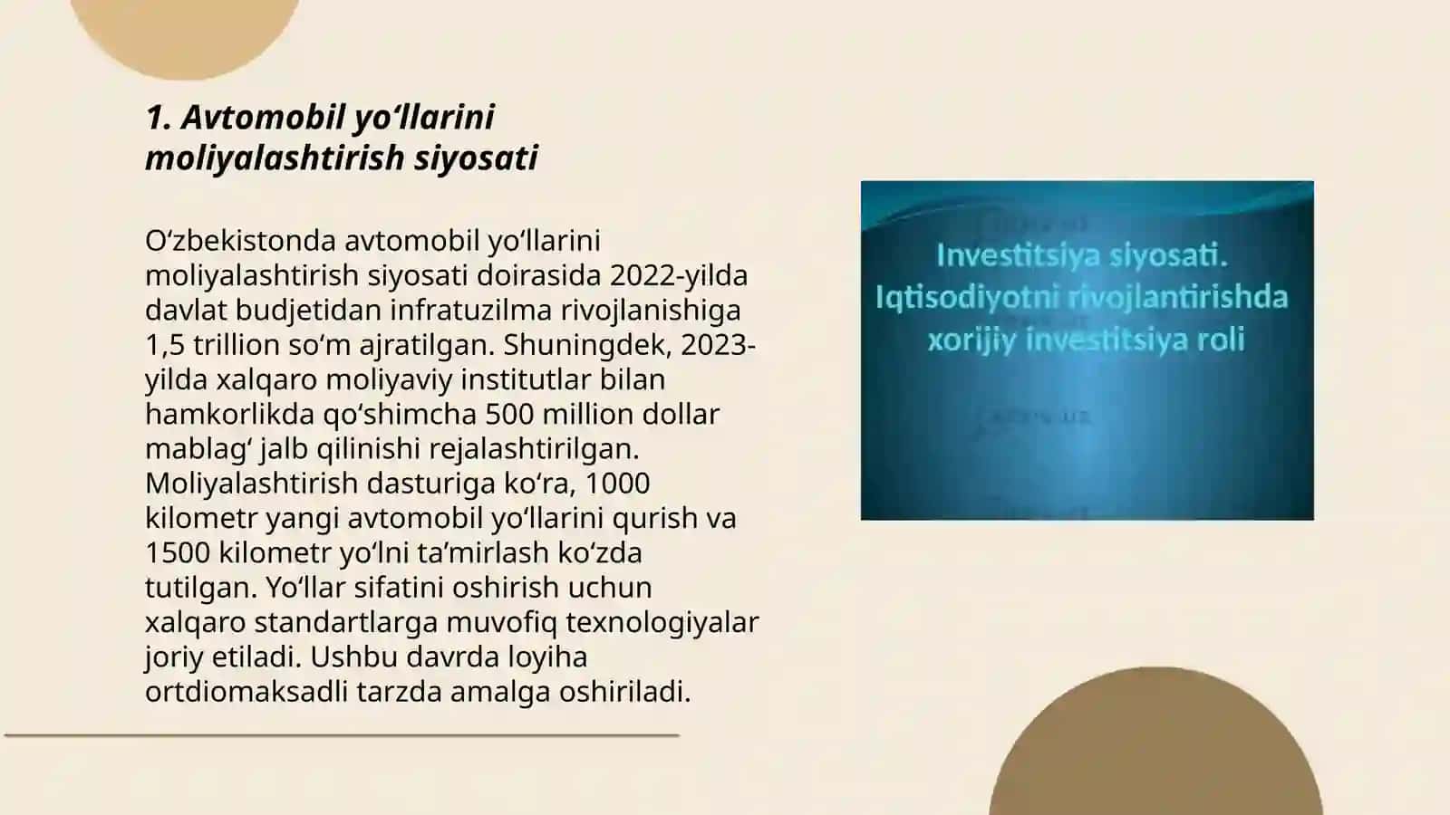 Avtomobil yoʻllarini rivojlantirishda davlat siyosati 3