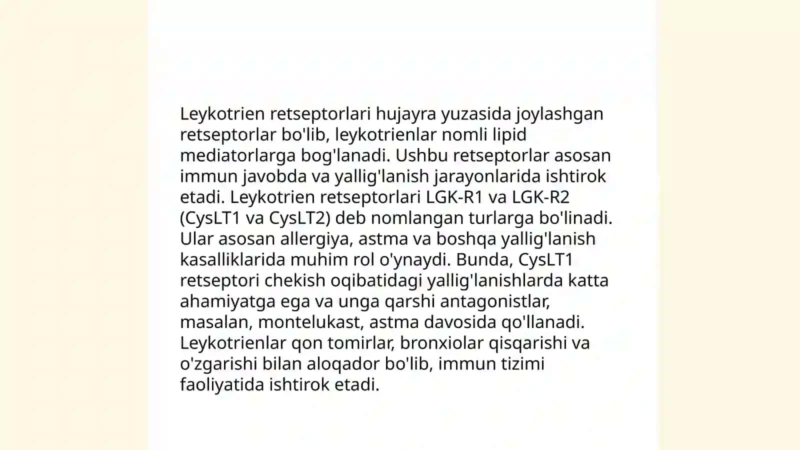 Leykotrien retseptorlarga ta'sir etuvchi dori vositalari 3
