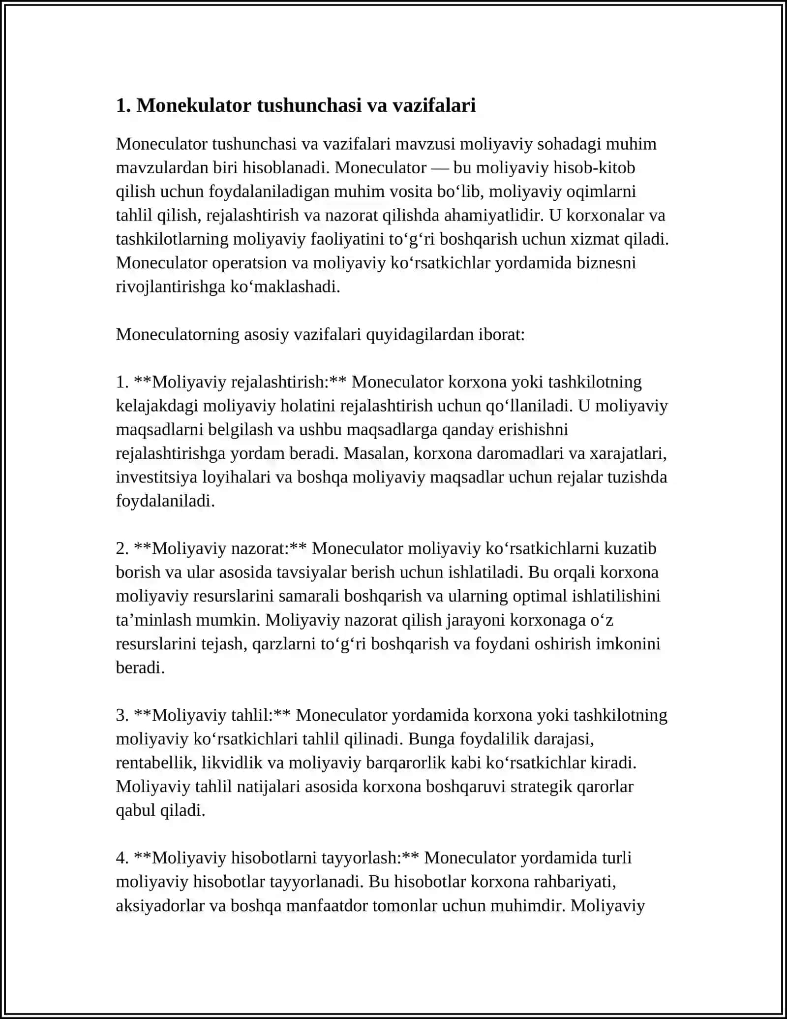 MONEKULYATORNING BOSHQARISH SISTEMALARI 3