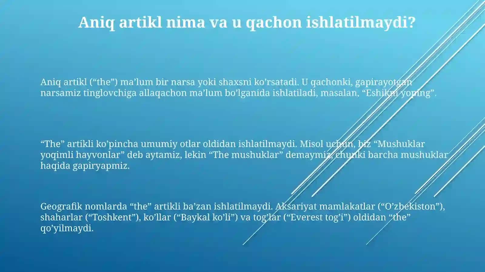 Aniq artikl inglizcha 3