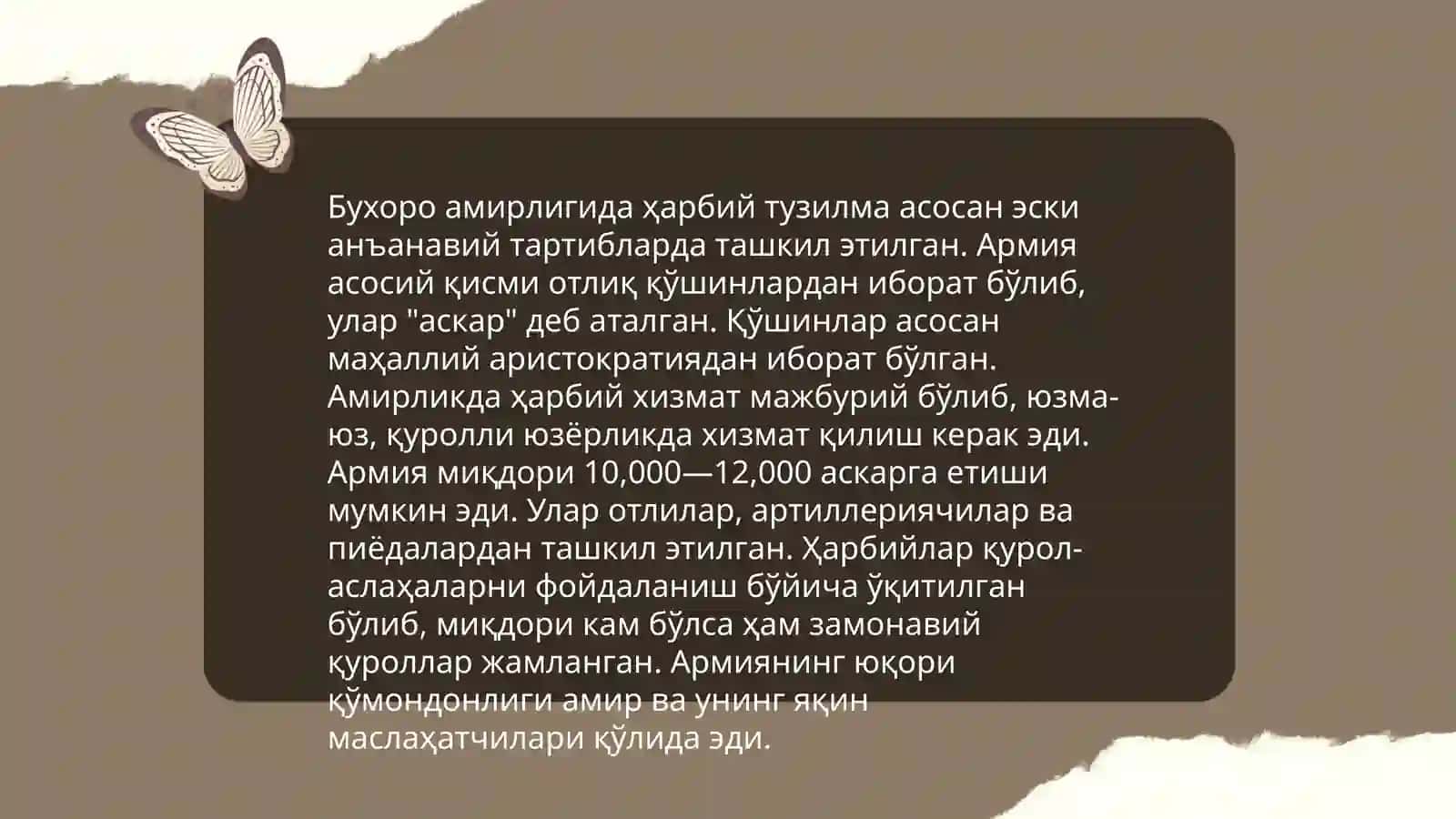 Buxora xonligi ( amirligida ) herbiy ish 3