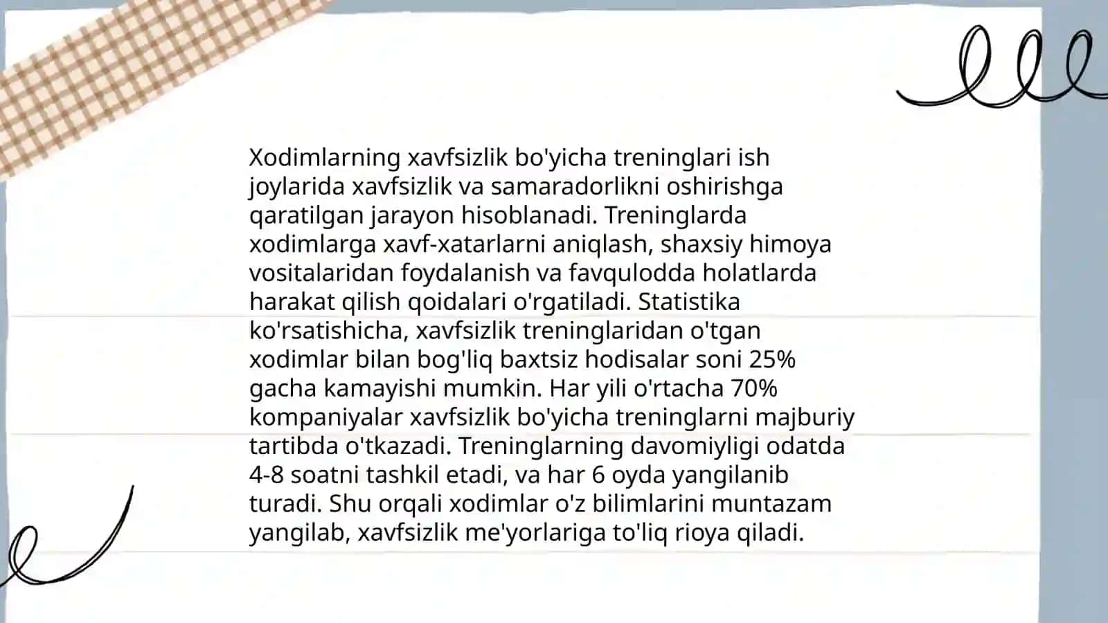 Xodimlarning xavfsizlik bo'yicha treninglari 3