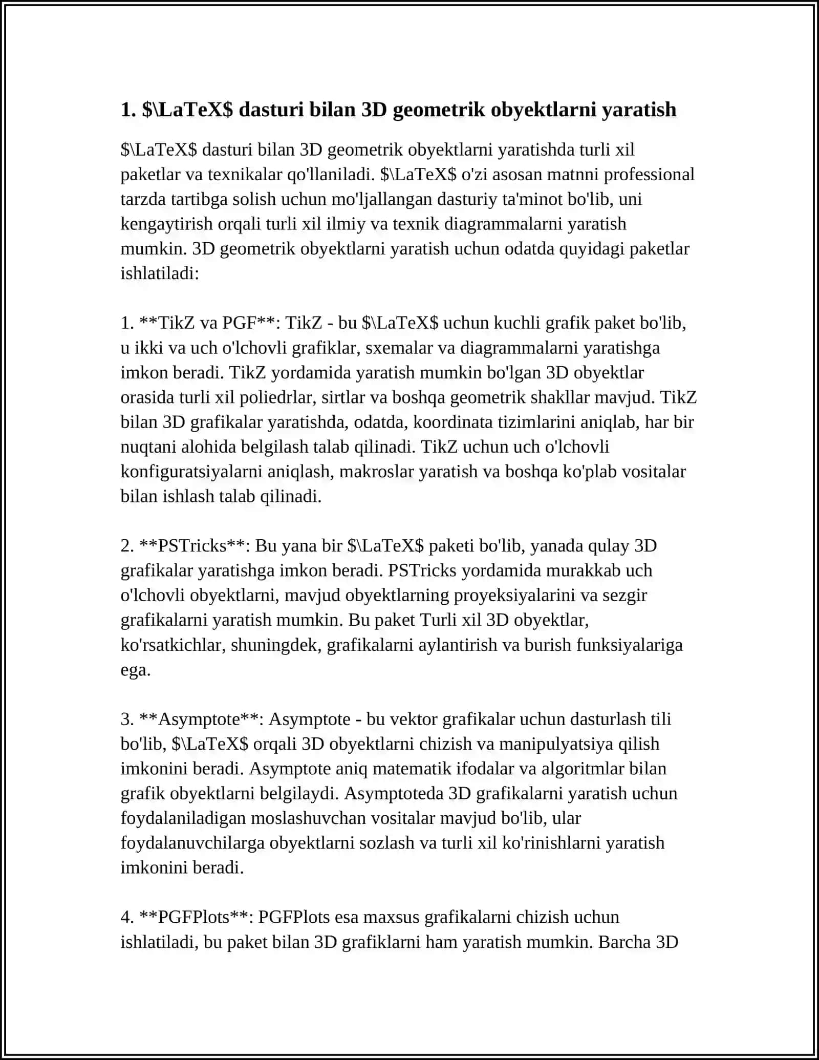 LATEXDA GEOMETRIK 3D PAKETLARNI FUNKSIYALARI 3
