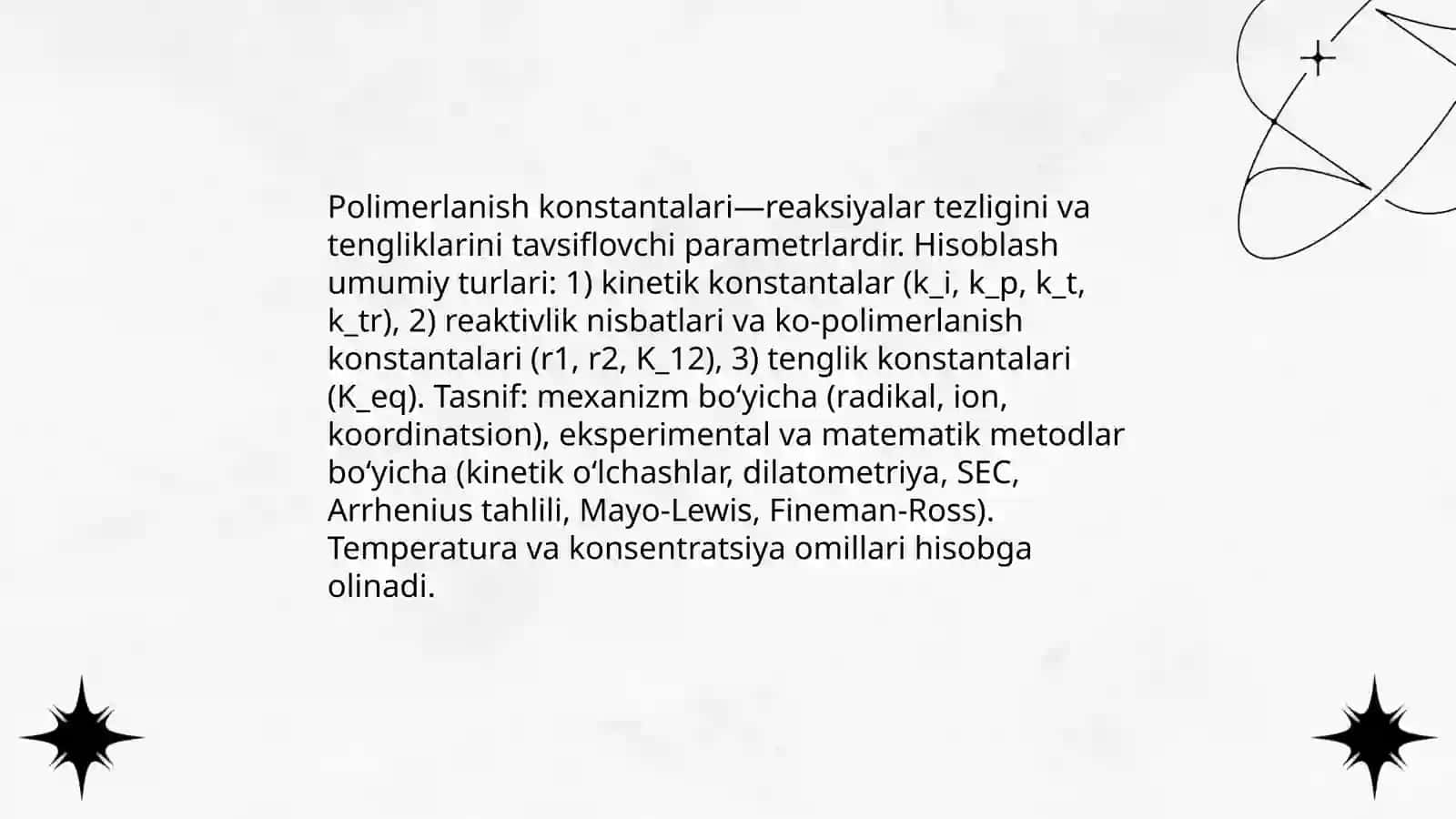 Spolimerlanish kanstantlarini hisoblash usullari 3