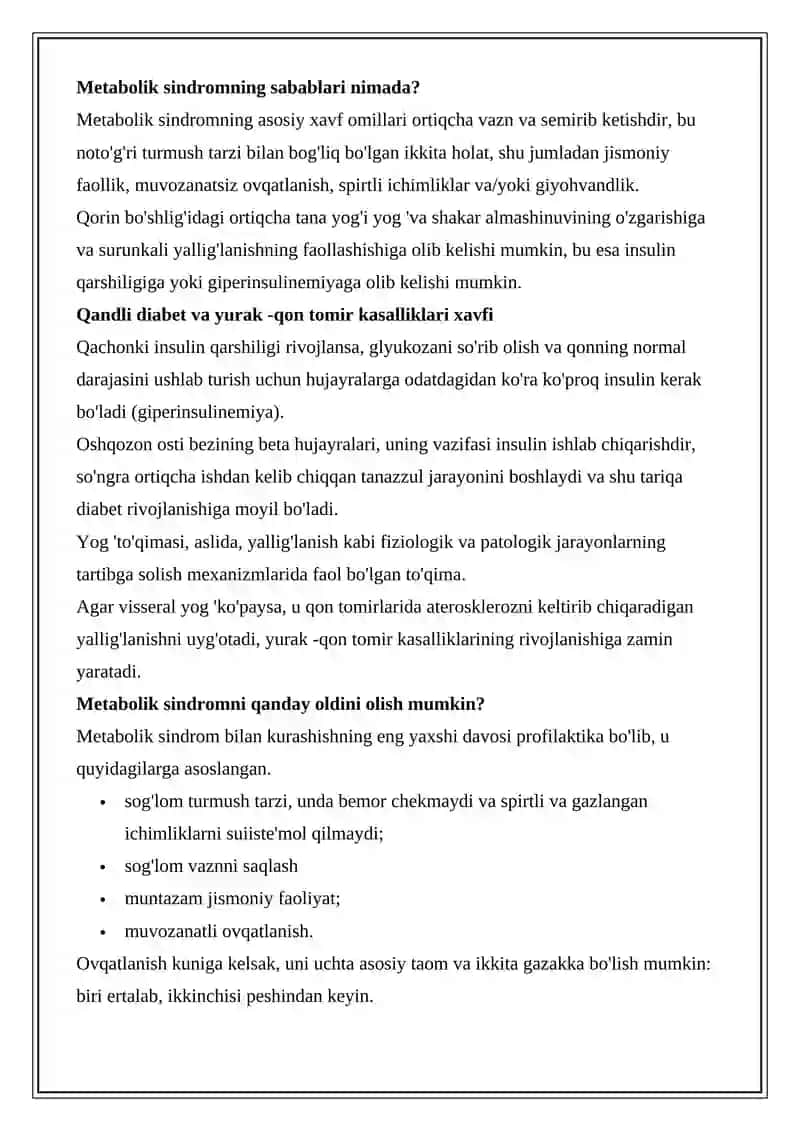 METABOLIK SINDROM, BARIATRIYA 3