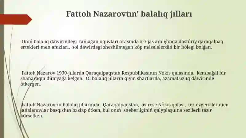 Fattoh Nazarov omiri ha'm doretiwshiligi 3
