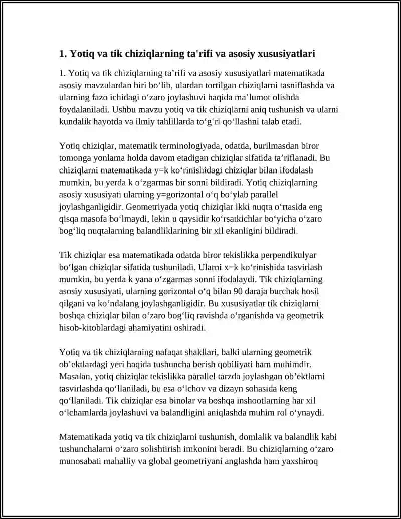 Yotiq va Tik Chiziqlar 3