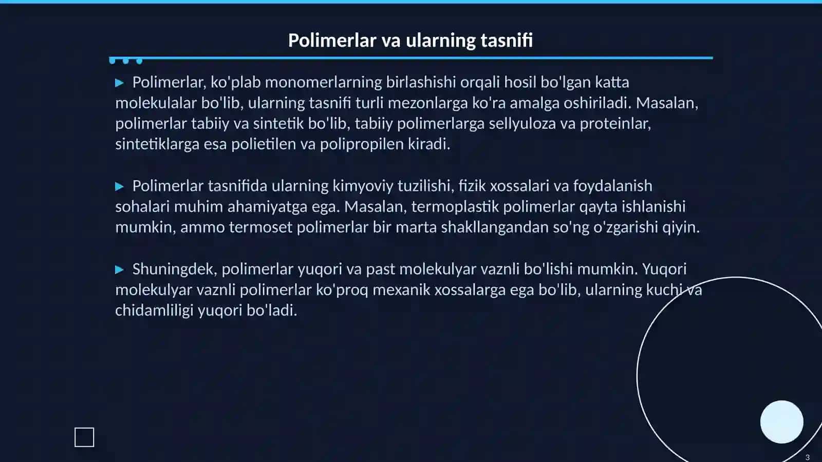 Polimerlar kimyosi fani 3
