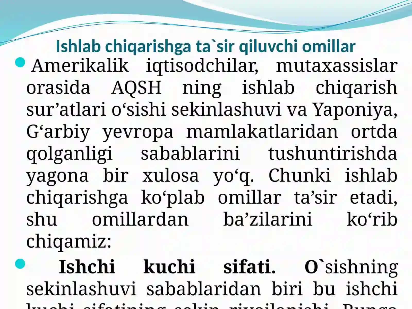 O’SISHNING SEKINLASHISH SABABLARI 3