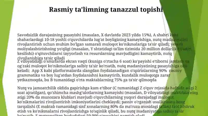 Nutq madaniyatini egallashda unga salbiy tasir etuvchi omillar 3