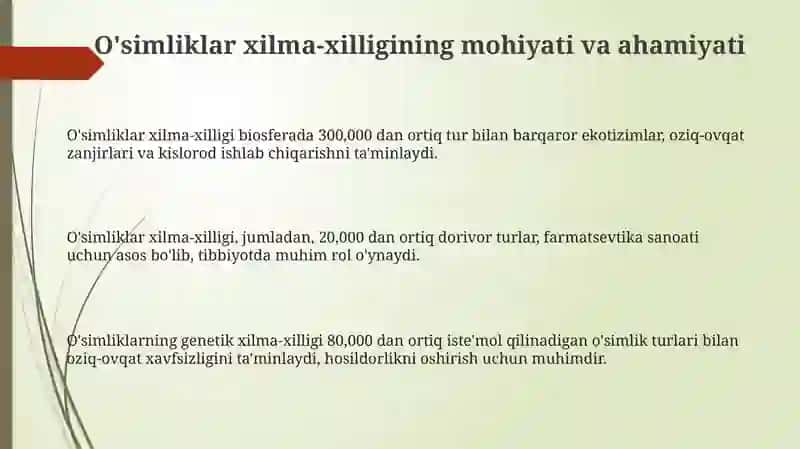 O'simliklar xilma-xilligi 3