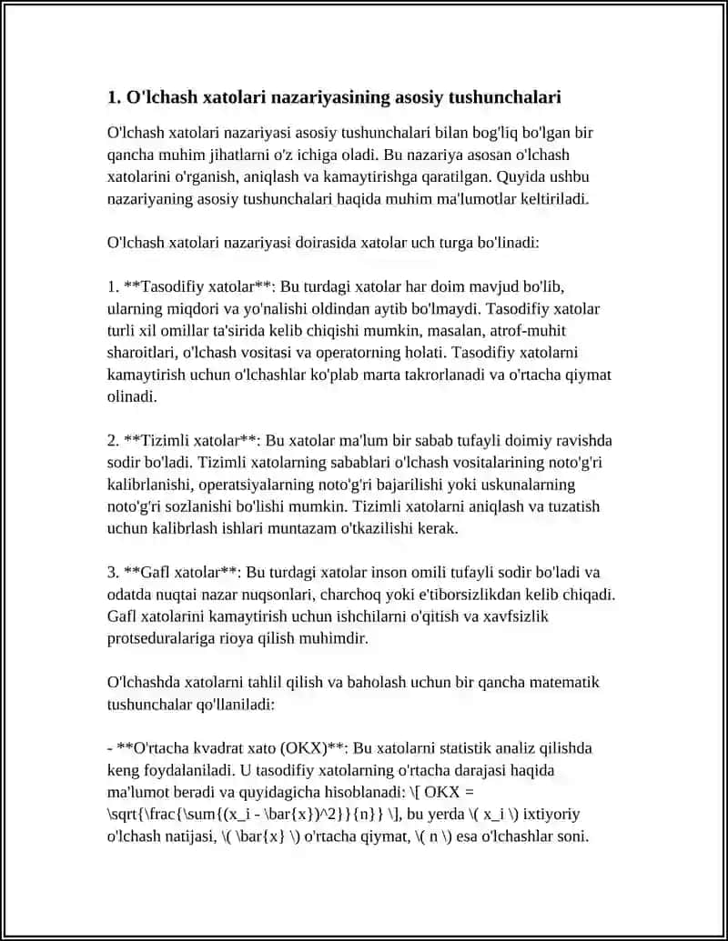 O’LCHASH XATOLARI NAZARYASI 3