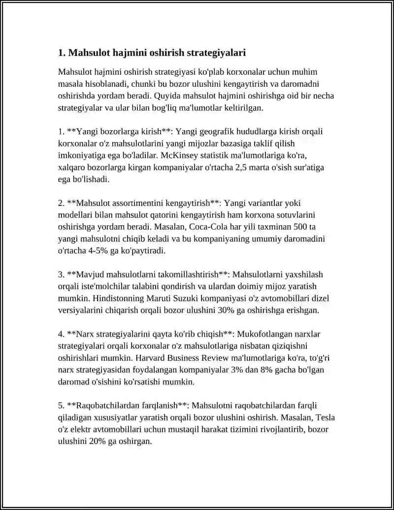 Mahsulot hajmini oshirish strategiyalari 3