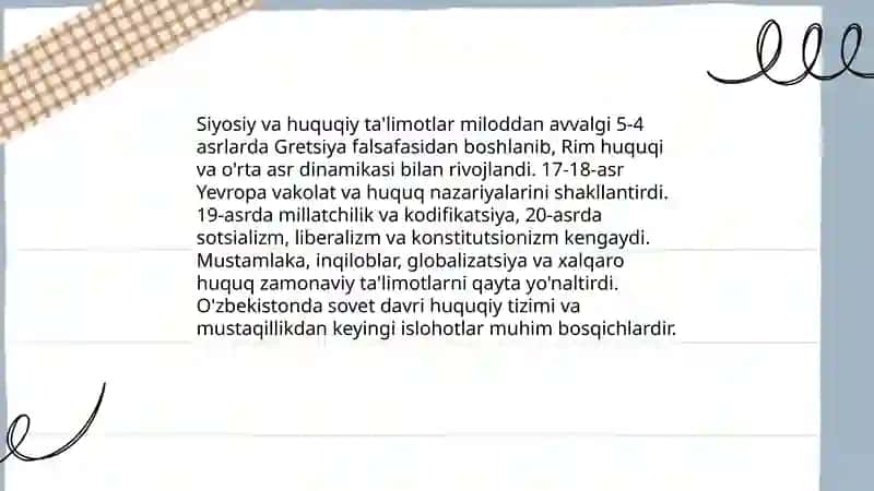 Siyosiy va huquqiy talimotlar tarixi 3