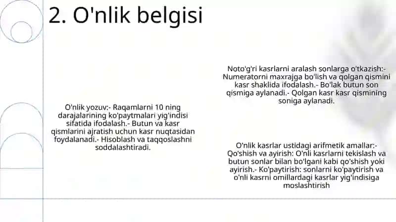 O'nlik kasrlar va to'g'ri kasrlar 3