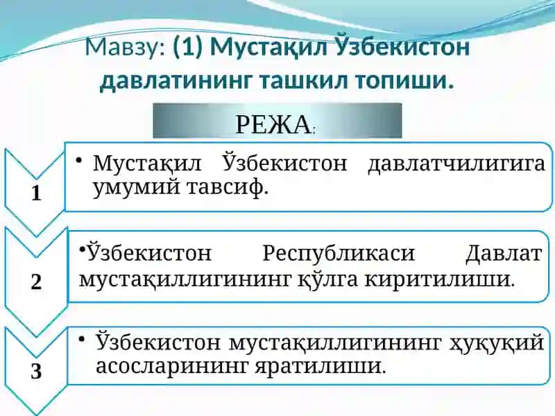 Мустақил Ўзбекистон давлатининг ташкил топиши 3